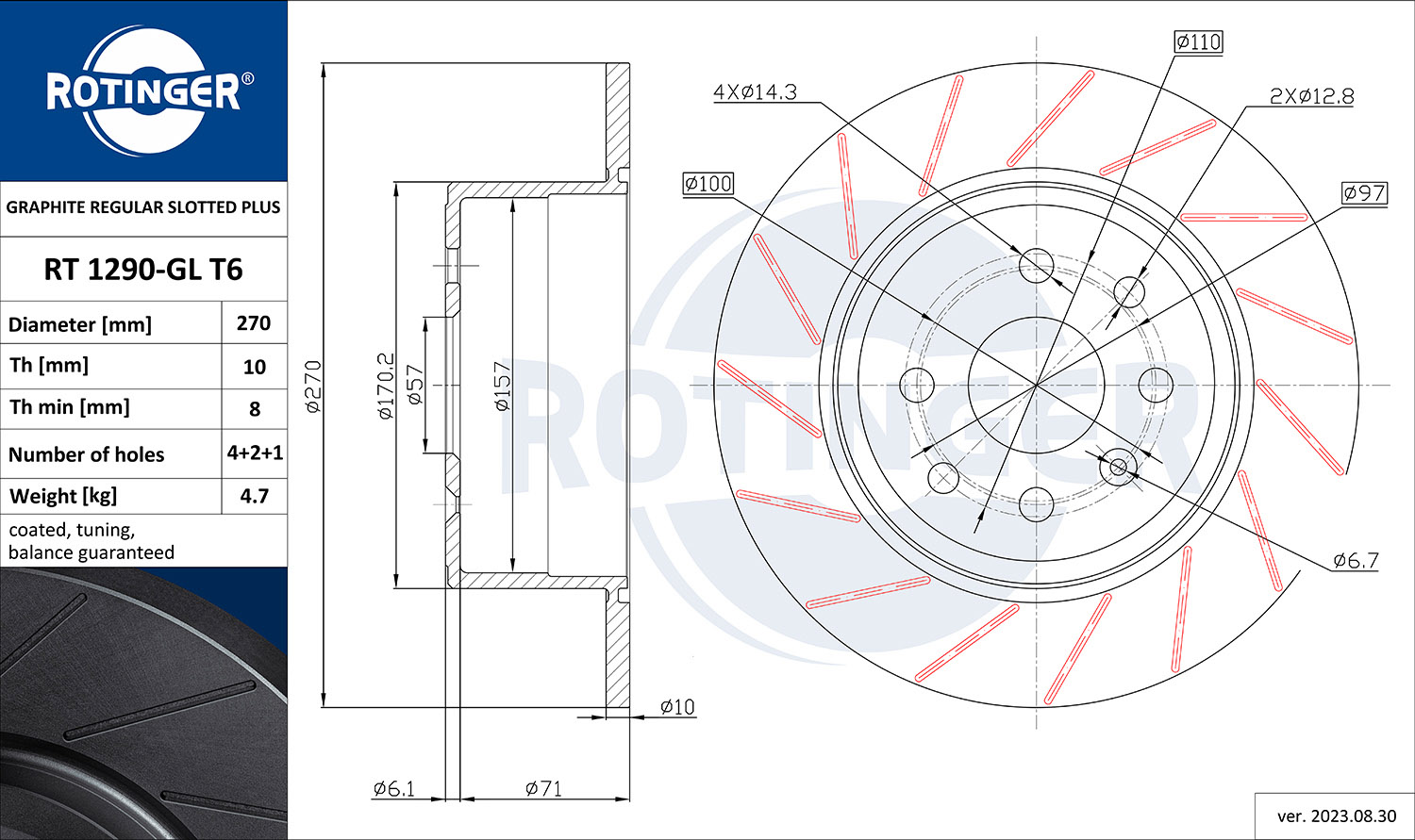 ROTINGER Féktárcsa, mind RT1290-GLT6_ROT